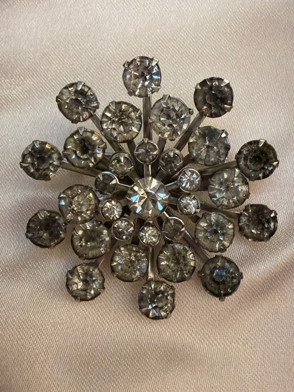 1950s Signed Coro Rhinestone Sputnik Starburst Brooch Pin